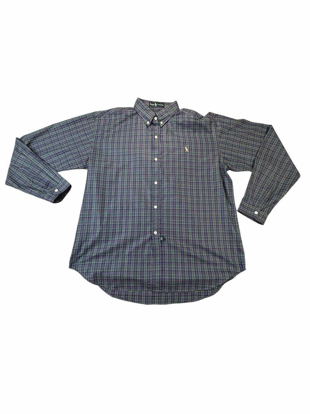 Polo Ralph Lauren Men’s XL Plaid Button Down Shirt Purple Green Custom Fit
